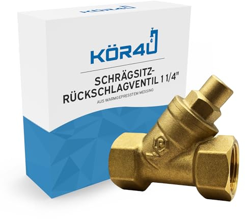 kör4u Schrägsitz-Rückschlagventil 1 1/4 Zoll, Messing, PN10, mit Innengewinde (1 1/4)