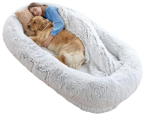 SJASD Menschliches Hundebett,Waschbar Orthopädisches Hundebett,Plüsch und Gemütliche Hundekissen Hundekorb Hundekörbchen,Flauschig Riesenhundebett,Großes Sitzsack-Bett für Menschen
