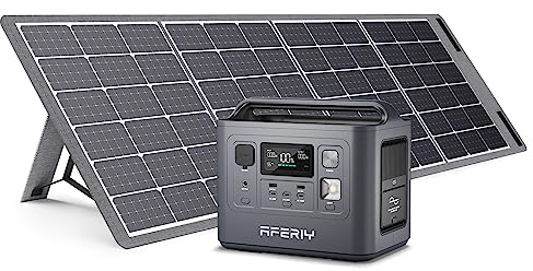 AFERIY Solargenerator 800W mit 200W Faltbar Solarpanel, 512Wh Tragbare Powerstation mit 230V AC Steckdosen, LiFePO4 Batterie Stomespeicher geeignet für Outdoor-Camping, Autoreisen, Stromausfälle