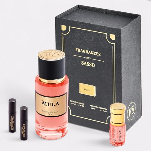 Parfum MULA Senteur MULA - FRAGRANCES BY SASSO - Coffret Luxe - Extrait De Parfum 50ml + Essence Pure 3ml + 2 Échantillons OFFERT - Coffret Cadeau - COLLECTION PRIVEE Générique