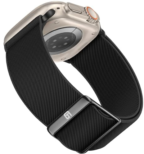 Suphart Kompatibel med Apple Watch-rem 49 mm, 45 mm, 44 mm, 42 mm, 41 mm, 40 mm, 38 mm, justerbart sportband i nylon designat för Apple Watch Ultra 2 Ultra SE serie 9 8 7 6 5 4 3 2 1, Svart noir noir,
