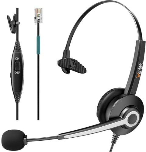 Corded Telephone Headset With Noise Canceling Mic for ShoreTel Plantronics Polycom Zultys Toshiba NEC Aspire Dterm Nortel Norstar Meridian Siemens ROLM Packet8 Landline Deskphones(New Upgrades)