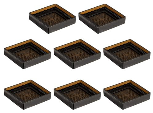 sourcing map 8pcs 3x3 in Rubber Furniture Caster Cups Square Chair Leg Floor Protectors Non-Slip Furniture Pads Grips Stoppers for Hardwood Floors, Brown (Fit 1.4-2.2 Inch Chair Leg)