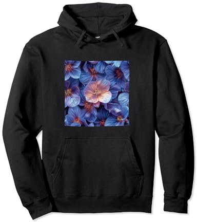 Bergenia Flower Pattern Graphic Pullover Hoodie