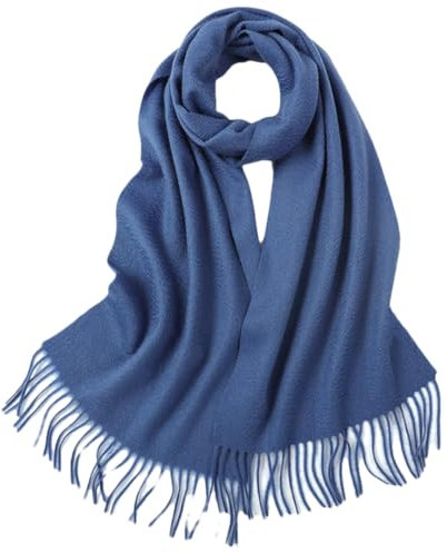 Kaschmir-Schal für Damen und Herren, einfarbig, lang, Kaschmir-Schals, blau, One size