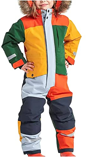 SKAJGL Skikleidung Kinder Unisex Wasserdicht Schneeanzug mit Kapuze Snowsuit Winddicht Atmungsaktiv Schneeoverall Sportlich Warm Winteranzug (DE/NL/SE/PL, Alter, 1 Jahr, 2 Jahre, Regular, mehrfarbig)