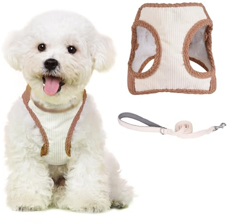 PawSailor No-Pull-Hundegeschirr mit Leine-Set Winter Weich Plüsch Hundewestengeschirr Ausbruchsicher Kein Würgen Bequem Welpengeschirr Verstellbar Step-in für Kleine, Mittelgroße Hunde, Braun XXXS