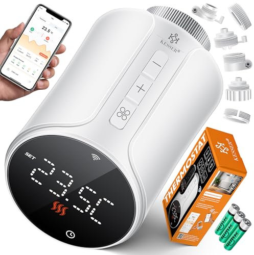 KESSER® Set di 3 termostati per termosifoni, WiFi, termostato per riscaldamento Wi-Fi, con controllo app Smart Home, termostato Alexa, Google Assistant con 6 valvole per radiatore, risparmio