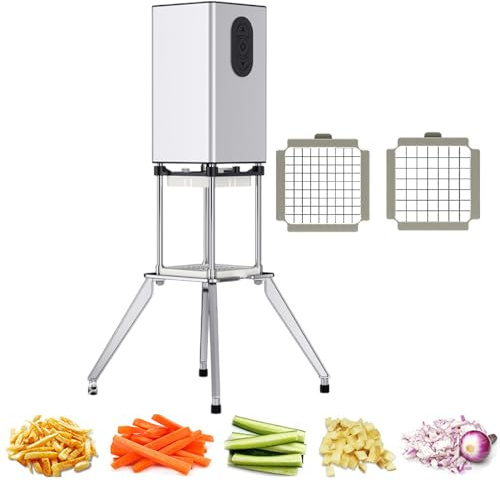 pedenencelia Coupe-Frites Électrique, Coupe-Pommes De Terre Professionnel pour Frites, avec Quatre Pieds De Support, Lames De 9 Mm, 12,2 Mm, pour La Maison, La Cantine, Le Magasin De Fruits,Silver