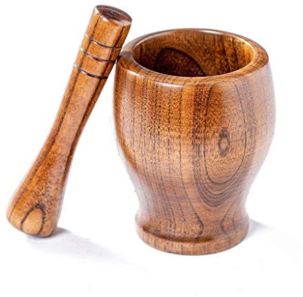 KHYTEBV Ensemble de mortier et Pilon Mortier et Pilon en Bois Broyeur à Grains écrasés Pressés Aliments pour ail Poivre Guacamole Noix f
