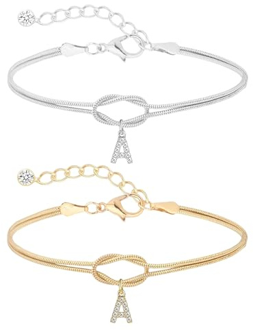 Irikdescia 2 bracciali in oro 14 carati, per coppie, coppie, bracciali, regali per coppie, per coppie, relazioni di amicizia (oro + argento)