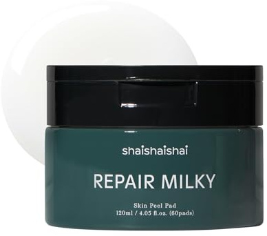 shaishaishai Reparación de piel lechosa, tónico vegano de arroz blanco, peeling suave, con péptidos y 2% Pha 2%, tónico hidratante para la cara, 60 discos