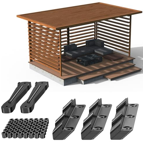 Louvers for Deck Sunblind System, Adjustable Louver Bracket Kit with Stainless Steel Hardware for Bahama Shutters, Privacy Fence, DIY Wood Slat Shade Roof