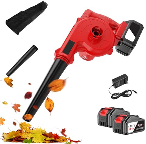 Akku Laubbläser, 21V Elektrischer Laubbläser mit 2X 5.0AH Akkus, 360km/h Elektrischer Hand-Laubbläser, Kabellos Laubgebläse für Terrassen Rasenpflege Laubblasen