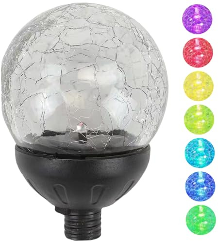 Neroyaner Solar Light Replacement Top Replacement Solar Light Parts, 7 Colors LED Wind Spinner Glass Bulb with Switch, Waterproof Top