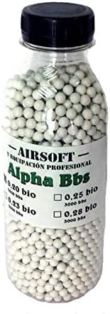 Botella de 3000 Bolas biodegradables Airsoft 6 mm 0,20 g Alpha BB Bio