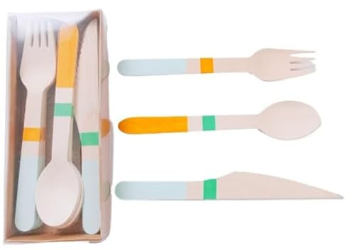Umweltfreundliches 24-teiliges Set biologisch abbaubares Kuchengabel-Set aus Holz | kompostierbares Einwegbesteck für Partys, Hochzeiten & Veranstaltungen | Nachhaltiges Birkenholzbesteck (B)