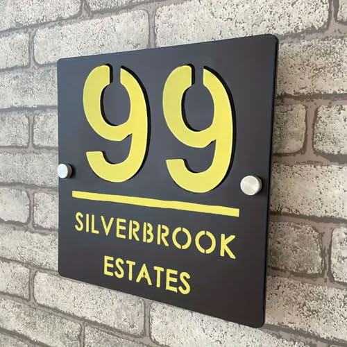 Numero Civico Esterno Personalizzato,Numeri Civici da Esterno 3D in Acrilico Personalizzato,Numeri Civici Moderni per Esterni con Nome Della via per Casa,Appartamento,Hotel,Negozio