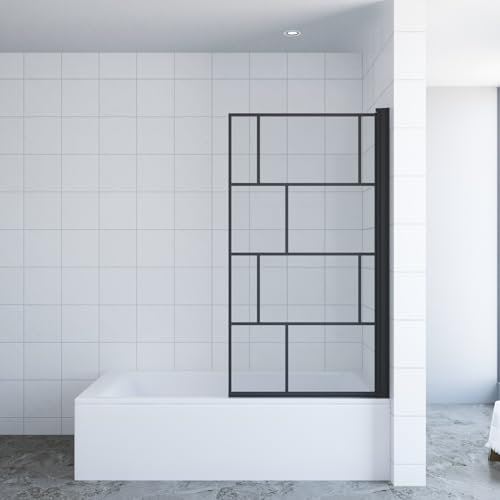Vasca da bagno senza foratura, decorazione a quadri, 80 x 140 cm, in vetro di sicurezza NANO