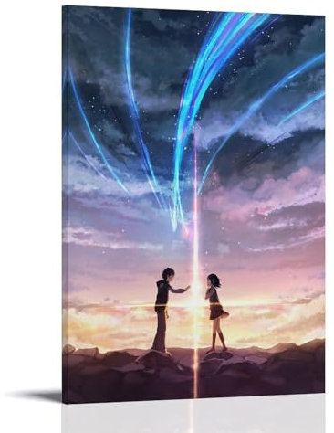 CSFWRUKL Kimi No Na Wa Papel Pintado Teléfono Póster Pintura Decorativa Lienzo Arte de Pared Salón Póster Dormitorio Pintura, Arte de Pared Impresión de Imagen Moderna Decoración de Habitación
