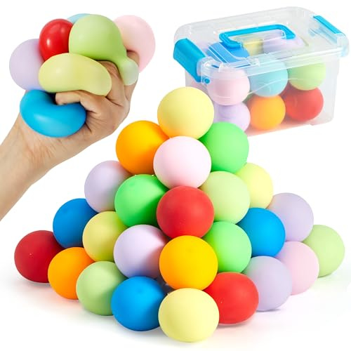 JOYIN 24 Pack Slow Rising Stress Balls, Squishy Sensory Fidget Toys, Hand Therapy Balls for Anxiety Relief, Classroom Prize Box Toys for Kids, Goodie Bag Stuffers, Party Favors