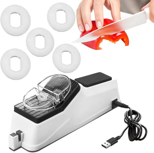 Aiguiseur Couteaux - Affûteuse Électrique Multifonction, Machine Affûtage Rapide Avec Polissage Affûteur Ciseaux Lames Outils Cuisine Maison | Appareil Compact Sécurisé Avec Couvercle Protection