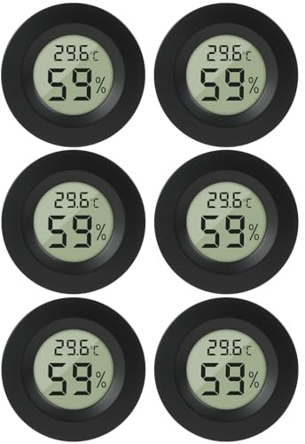 6 PCS Mini Termometro Digitale per interni,Igrometro Digitale con Display LCD,Misuratore Umidità Ambiente Preciso per Casa, Ufficio, Cameretta, Terrario, Serra, Cantina e Strumenti Musicali