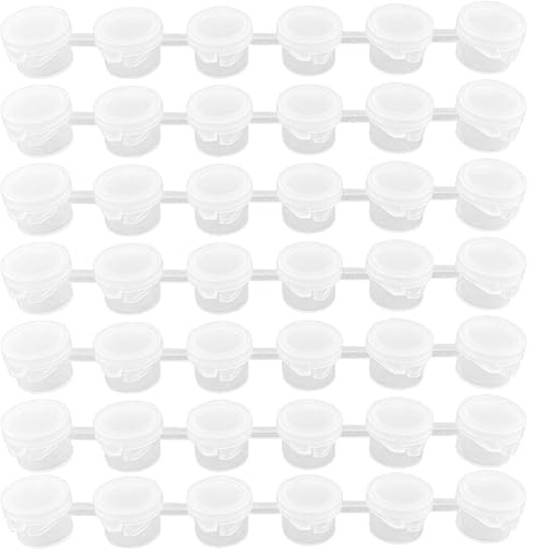 Wellrun 240 Pcs Tinting Empty Paint Pots with Lids,40 Strips of Mini 3ml Clear Paint Pots,Portable Acrylic Containers for Paints,Pigments,Glitter,Cosmetics