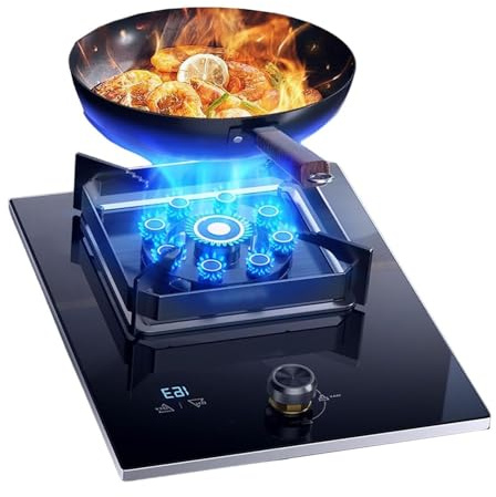 Fornello a gas – Fornello a propano a bruciatore singolo, piano cottura da campeggio in vetro temperato per cucina domestica, uso camper, installazione desktop e da incasso