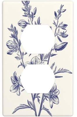 Larkspur Flower, Retro Outlet Cover Light Switch Cover Decorative 1 Gang Wall Plate for Kitchen Room Bathroom Size 7x11.4cm