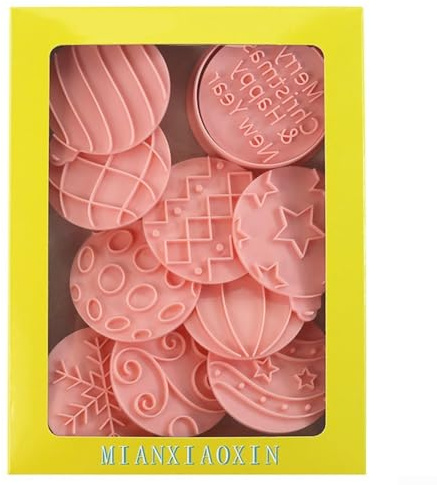 Set di formine per biscotti di Natale, palla 3D per pressare fondente e fondente, strumento per pasticceria divertente e festiva