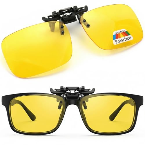 Polarisierte Nachtbrille Zum Autofahren Clip-On 60x40mm - Nachtsichtbrille Für Autofahrer Anti-Glare-Brille Für Nachtfahrten, Autofahrerbrille Gegen Blendung & Blaues Licht, Für Damen & Herren