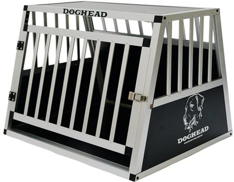 DOGHEAD Hundetransportbox Ecoline, Single 75x65x55 cm, Schwarz, Aluminium, Beidseitig Abgeschrägt 75°