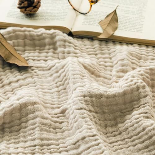 Ahhzyys Muslinfilt, sommar muslinfilt 150 x 200, 100% naturlig muslinfilt lätt mjuk, muslinfilt för vuxna som mysig filt, säng, soffaöverkast