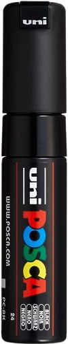 Uni-Ball 182699- Marcador POSCA con punta de cuña ancha, PC-8K, negro, 1 unidad