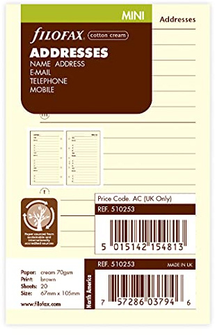 Filofax 510253 Mini Name/Adresse/Telefon Organizer, cotton cream