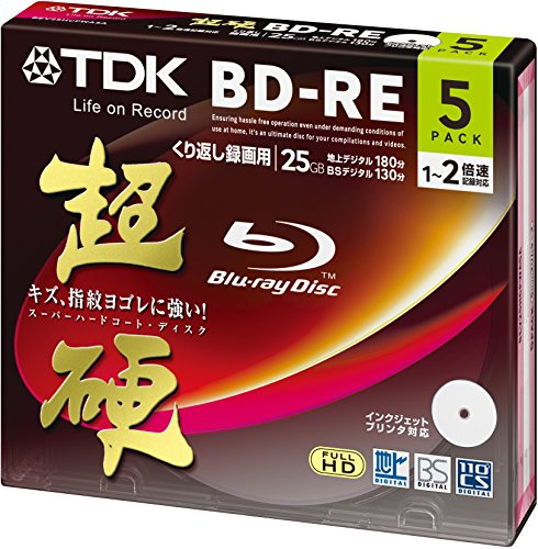 TDK Blu-Ray Disc 5 Pack - BD-RE 25GB 2X - EXTRA HARD COATING (japan import)