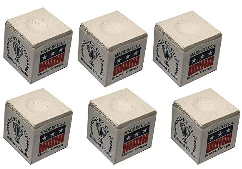 Silver Cup Set of 6 White Billiard Pool Cue Chalk