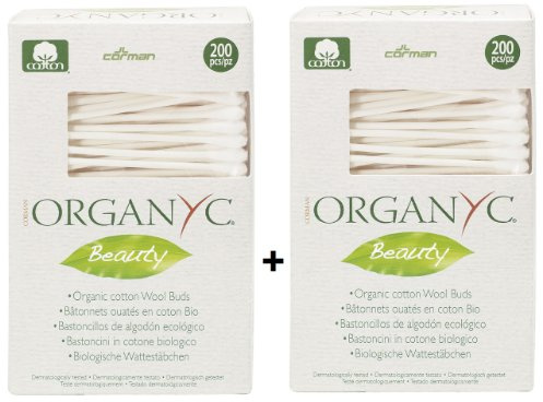 Organyc Wattestäbchen aus 100% biologischer Baumwolle in biologisch abbaubarer Verpackung 2x 200 St. Doppelpack