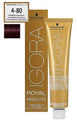 Schwarzkopf IGORA Royal Absolutes Permanent Anti-Age Color Creme 4-80 mittelbraun rot natur, 1er Pack (1 x 60 ml)