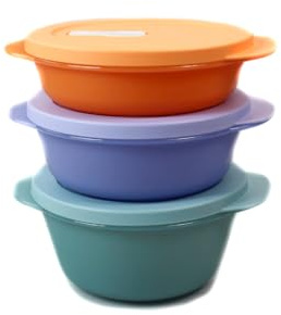 TUPPERWARE Mikrowelle CrystalWave pastell 775ml blau+560ml lila+390ml orange
