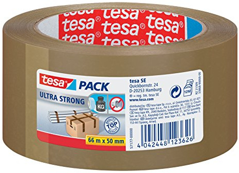 tesa tesapack® Ultra Strong Packband in Premium-Qualität (66m:50mm / 12 Rollen, braun)