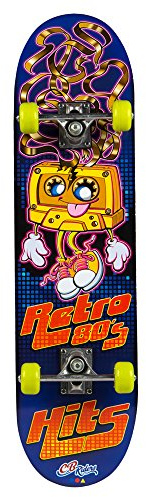 ColorBaby – Skateboard in Legno, Dimensioni: 79 x 20 cm, con ASSE in Alluminio e Ruote in PVC da 50 x 30 mm Retro Anni '80
