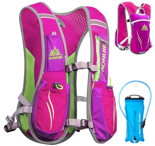 TRIWONDER Running Vest for Women Pink Hydration Backpack Water Pack 5.5L Lightweight Runner Marathon Trail Hiking Cycling (Rose Red - with 2L TPU Water Bladder)