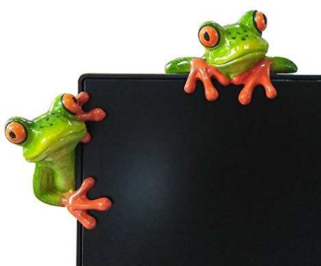 WEALTHCOMING 3D Creative Green Frog Figurines, Funny & Cute Frog Statue Gifts for Friends (Computer Decorations 2pcs)