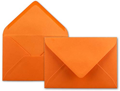 25x Brief-Umschläge in Orange - 80 g/m² - Kuverts in DIN B6 Format 12,5 x 17,6 cm - Nassklebung ohne Fenster