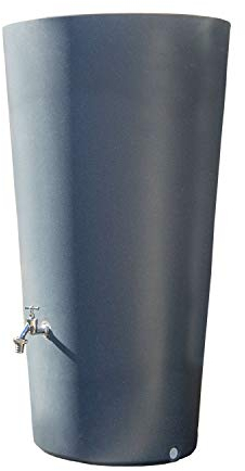 Regentonne grau Regenwassertank Rainbowl Flower 150 Liter aus UV- und witterungsbeständigem Material. Regenwassertonne mit integrierter Pflanzschale und hochwertigen Messinggewinde