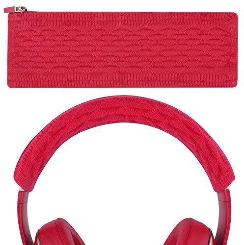 Geekria Knit Fabric Stirnband-Abdeckung kompatibel mit Beats Studio Pro/Studio3/Solo4/Solo3/Solo2.0, Bose QC45/QC35II/QC25, Ersatz/Reparaturteil, DIY-Installation (Rot)