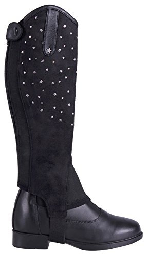 ARBO-INOX® Chaps - Junior - mit Strassverzierung - schwarz - Wildlederimitat - Reißverschluss - atmungsaktiv (12 Jahre)