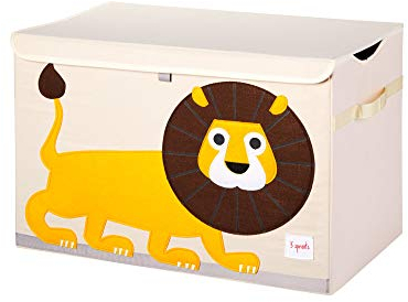 3 Sprouts Large Toy Chest with Lid and Handles - Sturdy Toy Box Storage Organiser for Boys & Girls, Spacious Collapsible Fabric Toy Chest Storage Box, Lion